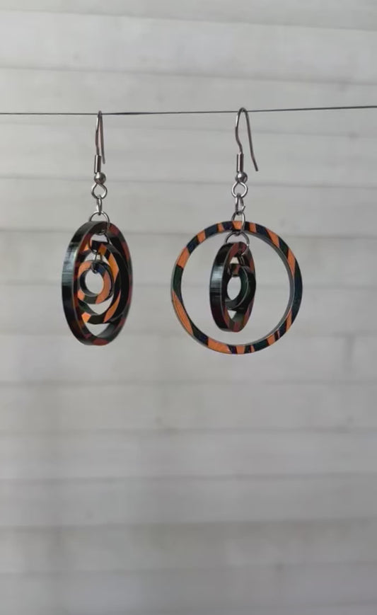 Football Black and Orange Dangle Earrings!
