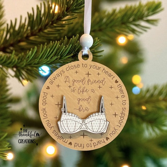 Funny Friendship Friend Bra Christmas Ornament